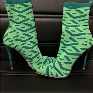 Green Patterned Women's Heels